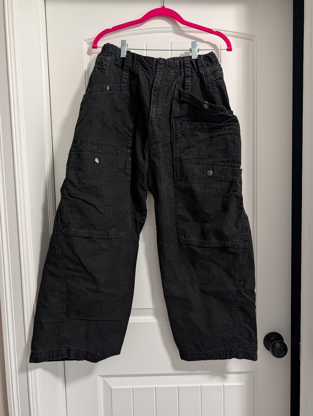 Free People Black Cargo Pants with Multiple Pockets